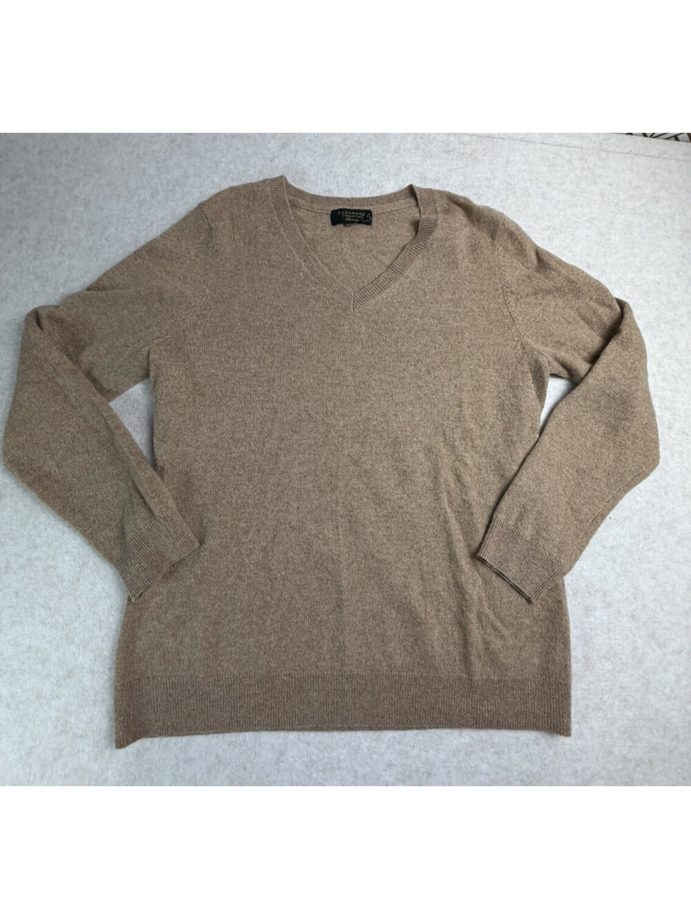 Charter Club Women L Brown 100% Cashmere Sweater Crewneck Knit Pullover Classic